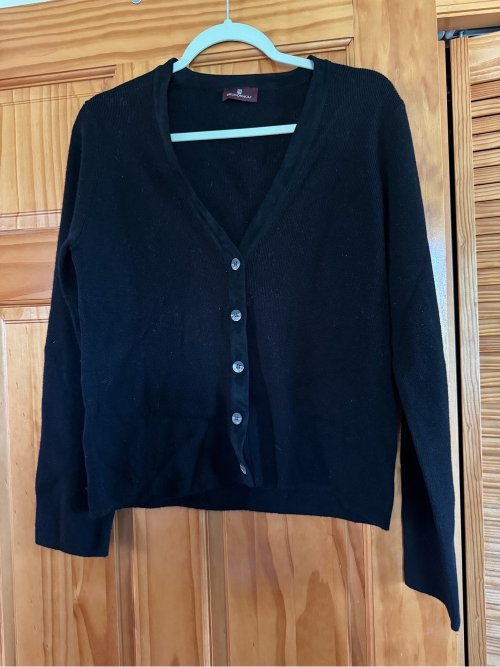 Bruno Magli Black V-Neck Button-Front Cardigan